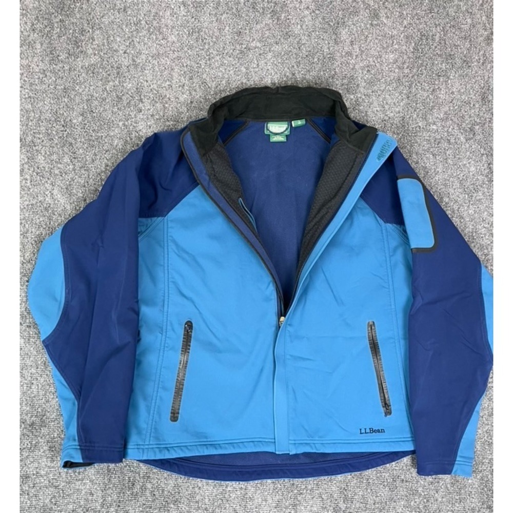 L LBean Blue Women's Softshell Fleece Lined Full Zip Jacket Zip Pockets  Size L